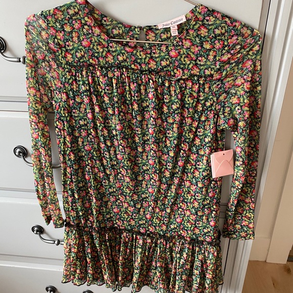 Juicy Couture Girls Floral Mesh Dress - Picture 1 of 7